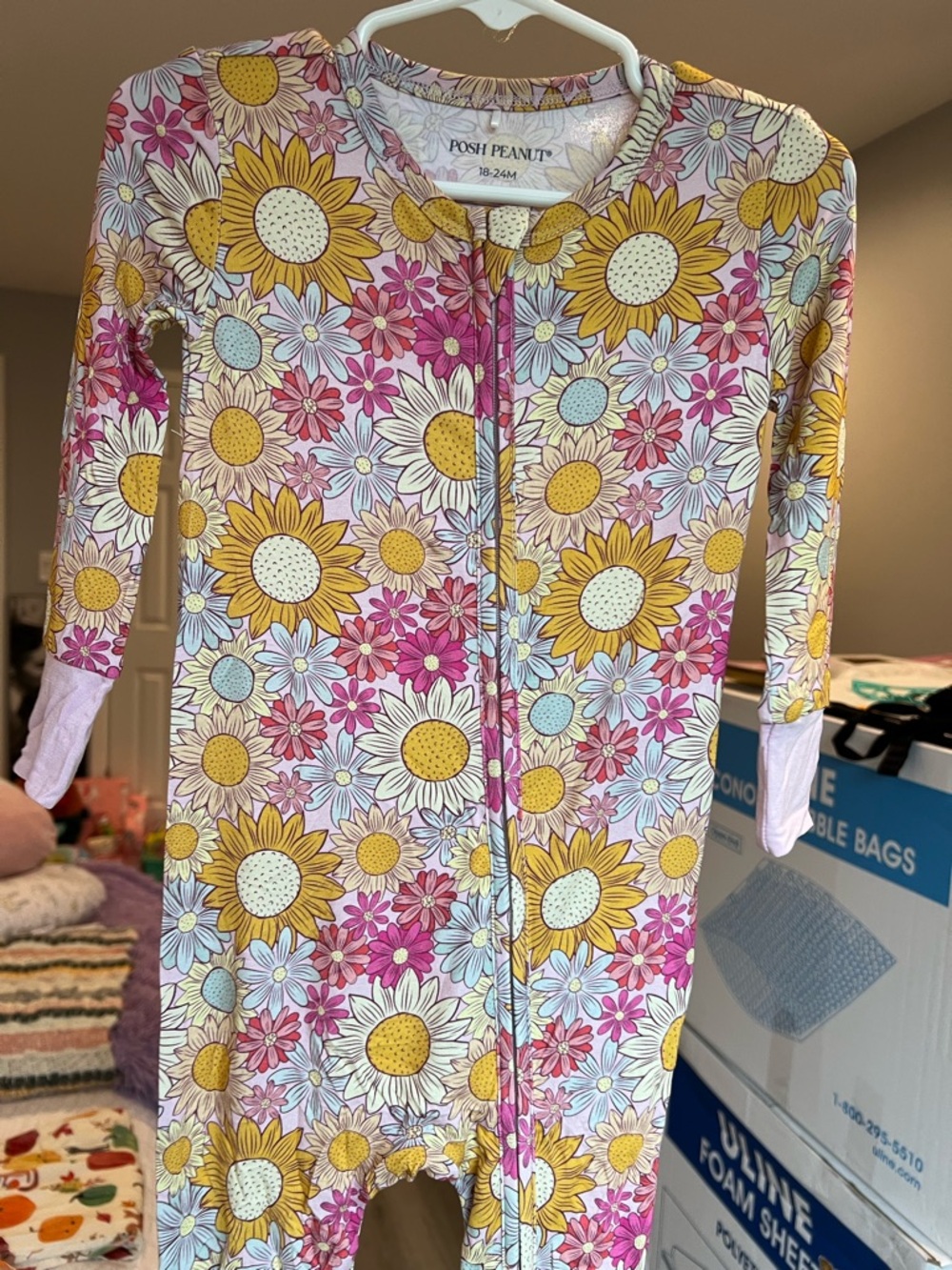 Posh Peanut Rosalinda Sunflower Floral Convertible Zippy Pajamas 18-24M NWOT